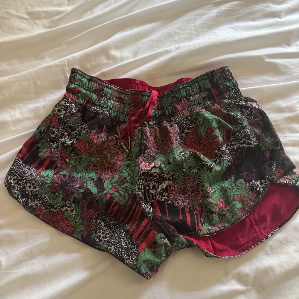 lululemon athletica Floral Athletic Shorts - Red and Green